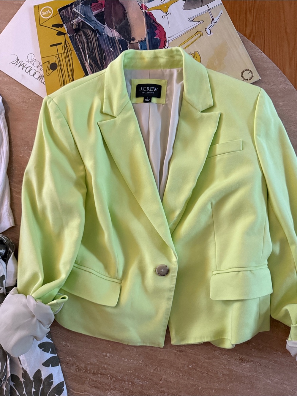 J.Crew  collection Bright Lime Cropped Blazer